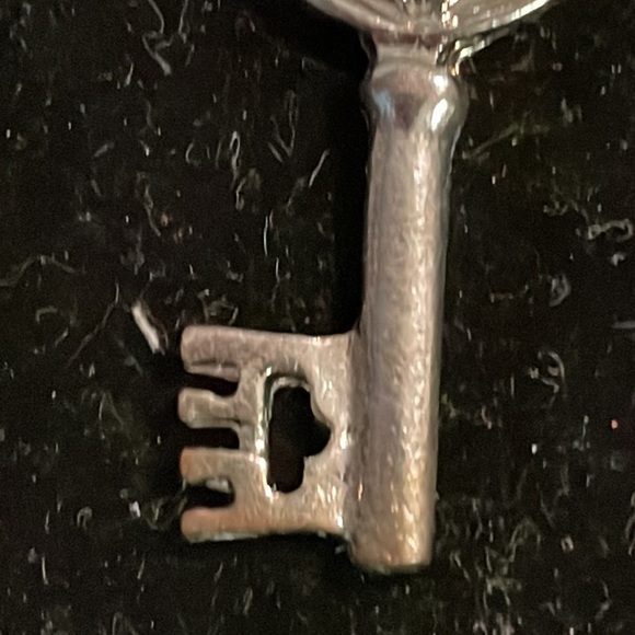 Retro 1990s St. Benedict 1.5” silver tone 3D key charm pendant with jump hoop - Picture 7 of 11